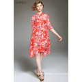 Fashion Elegant Silk Loose Floral Printed Dress